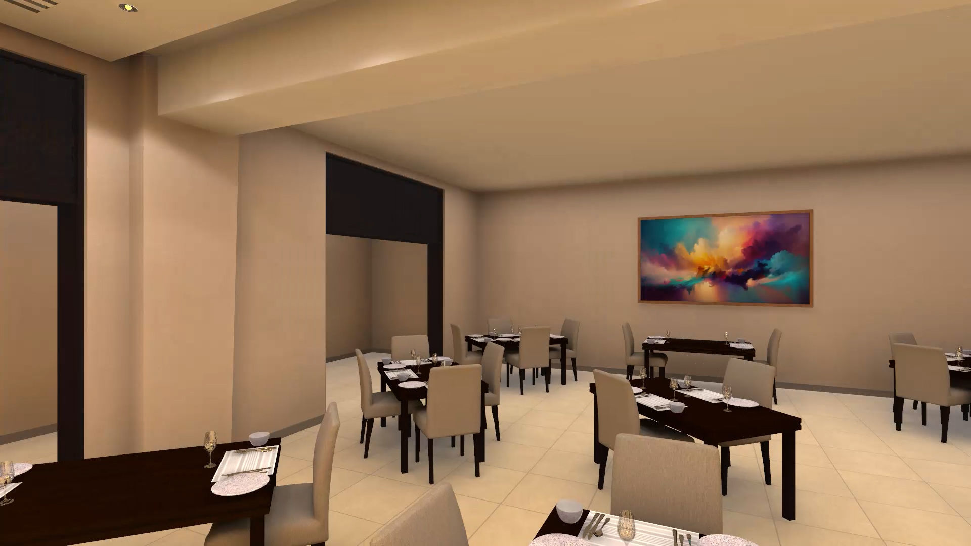 Restaurant Low-poly 3D model_2