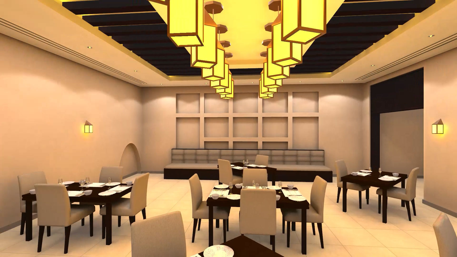 Restaurant Low-poly 3D model_3
