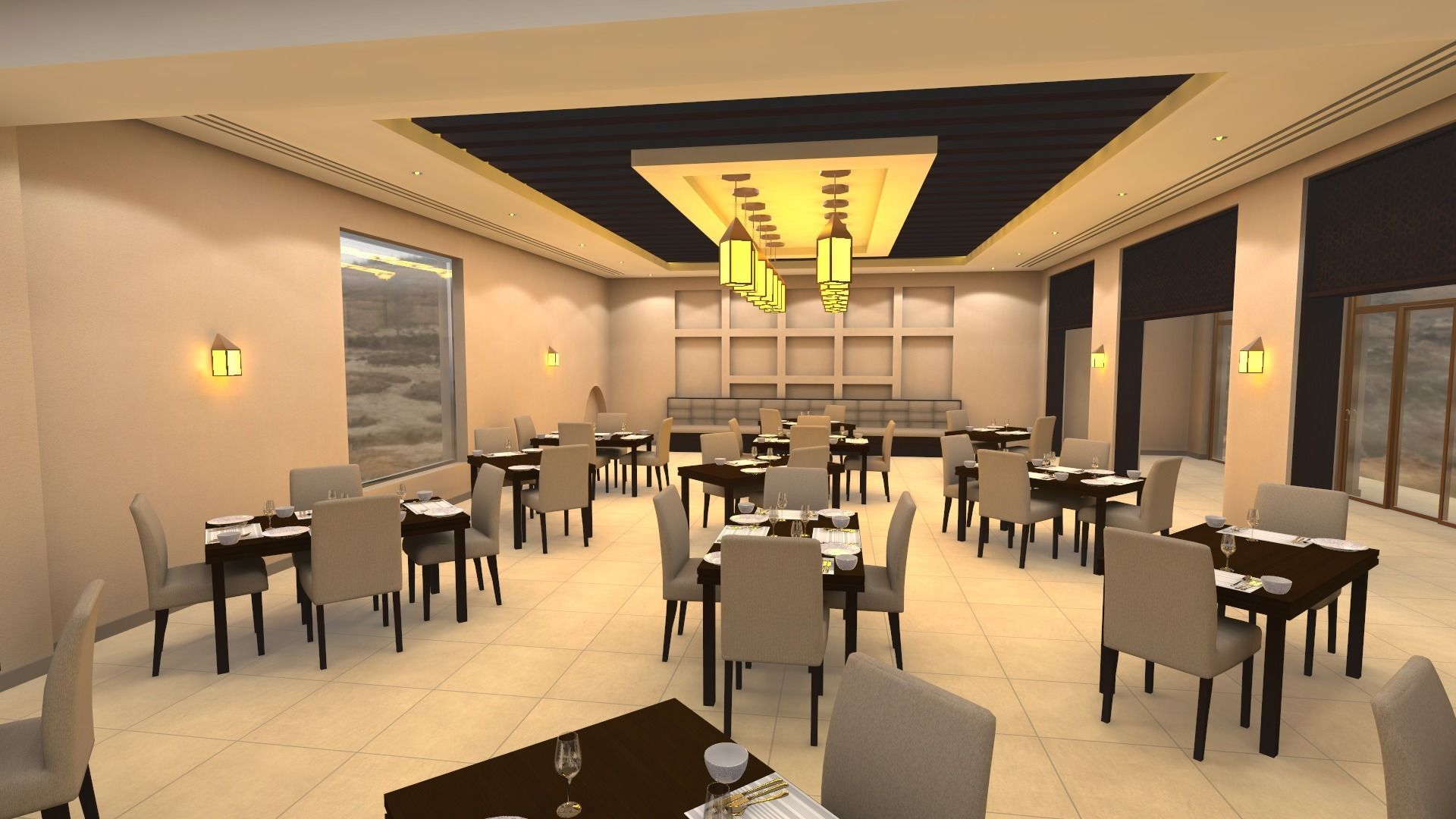 Restaurant Low-poly 3D model_1