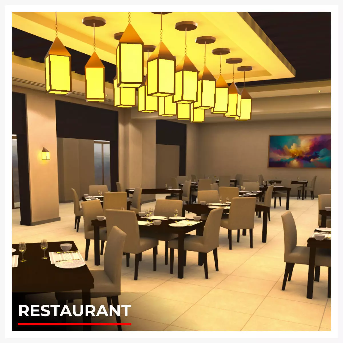 Restaurant Low-poly 3D model_0