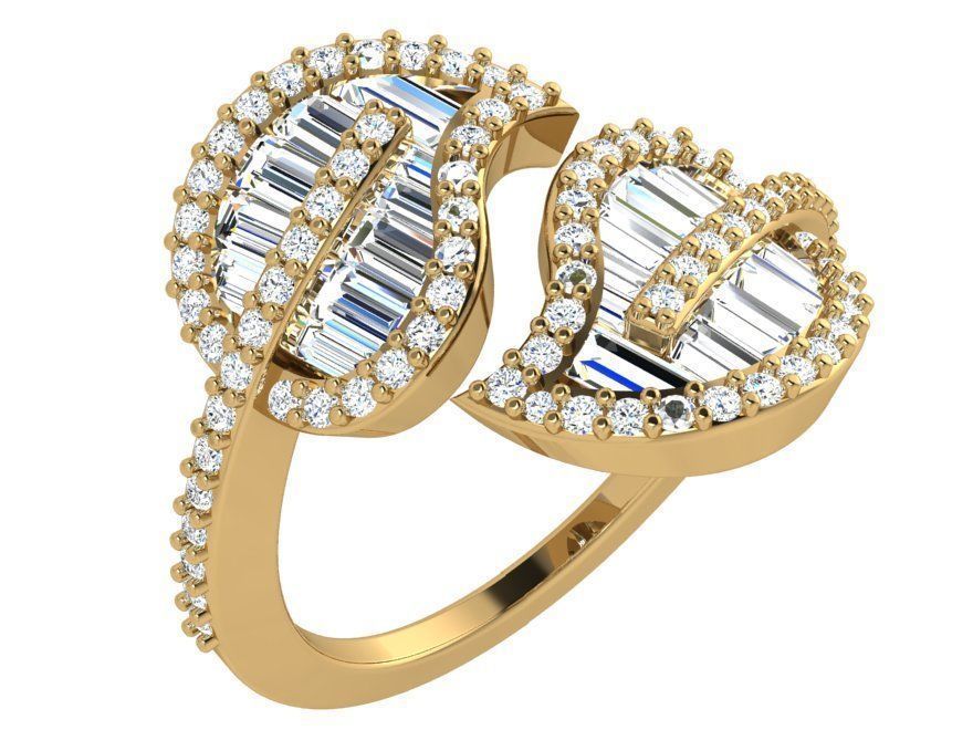 Leaf Diamond Ring 3D Print Model 3898 3D print model_1