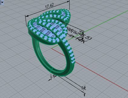 Leaf Diamond Ring 3D Print Model 3898 3D print model_7