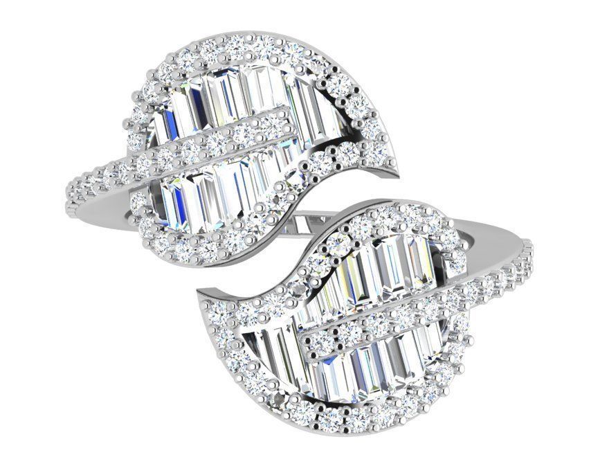 Leaf Diamond Ring 3D Print Model 3898 3D print model_2