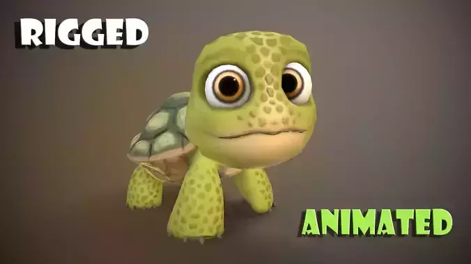 cartoon turtle Low-poly 3D model