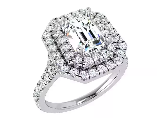 Octagonal Double Halo Ring 3908 3D print model