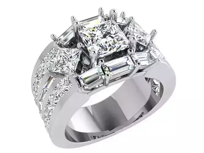 Luxury Diamond Ring 3D Print Model  3912
