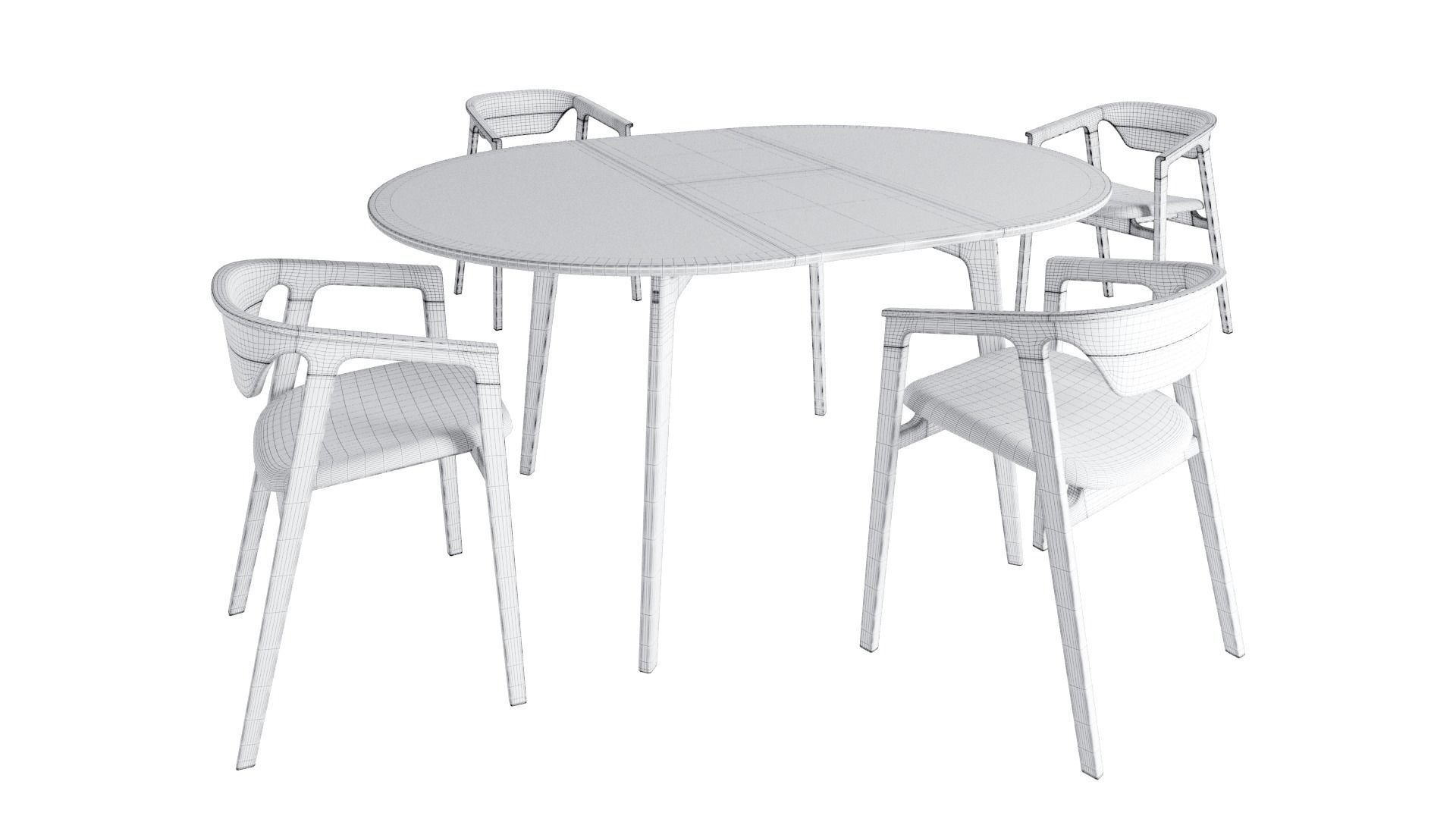Dulwich extending round table and Dale Italia Duna chair 3D model_6