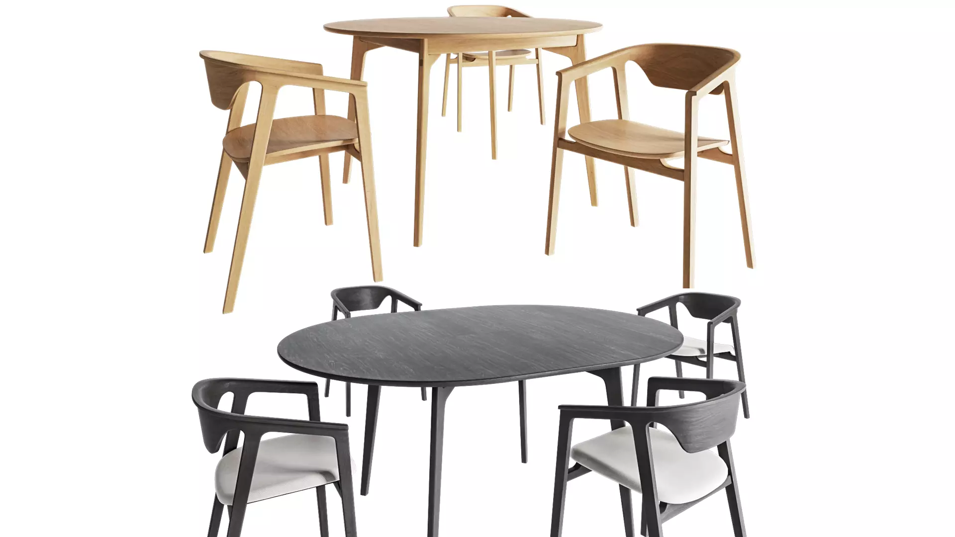 Dulwich extending round table and Dale Italia Duna chair 3D model_0