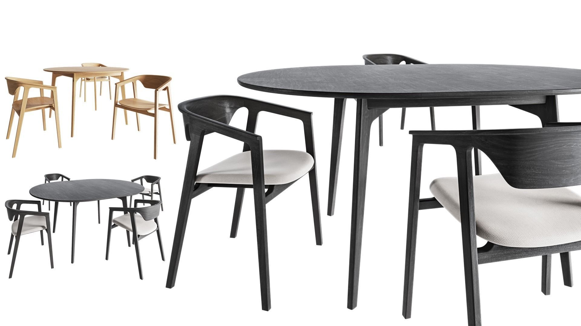 Dulwich extending round table and Dale Italia Duna chair 3D model_4