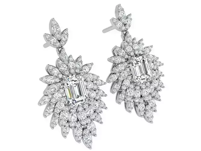 Luxury Earrings With Emerald Cut Diamonds 3914