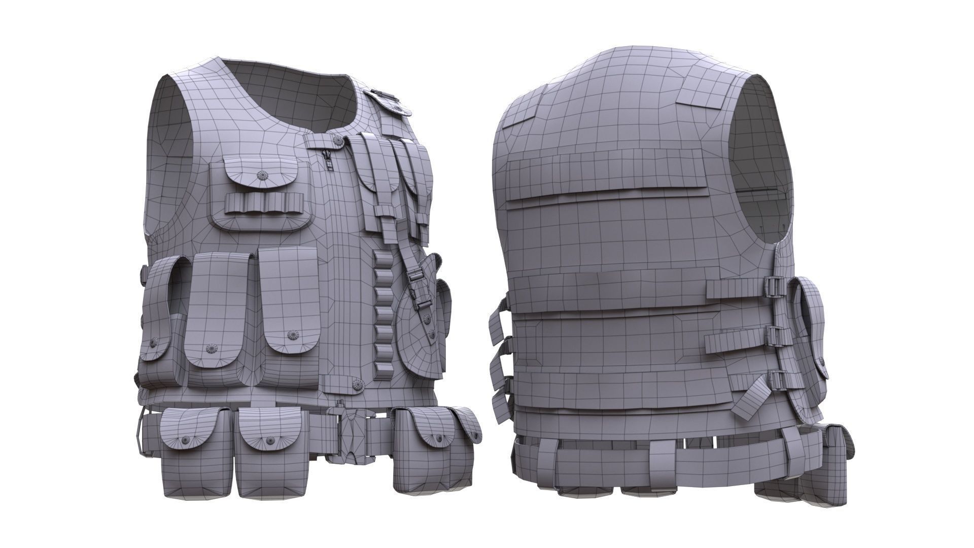 Military Vest Low-poly 3D model_5