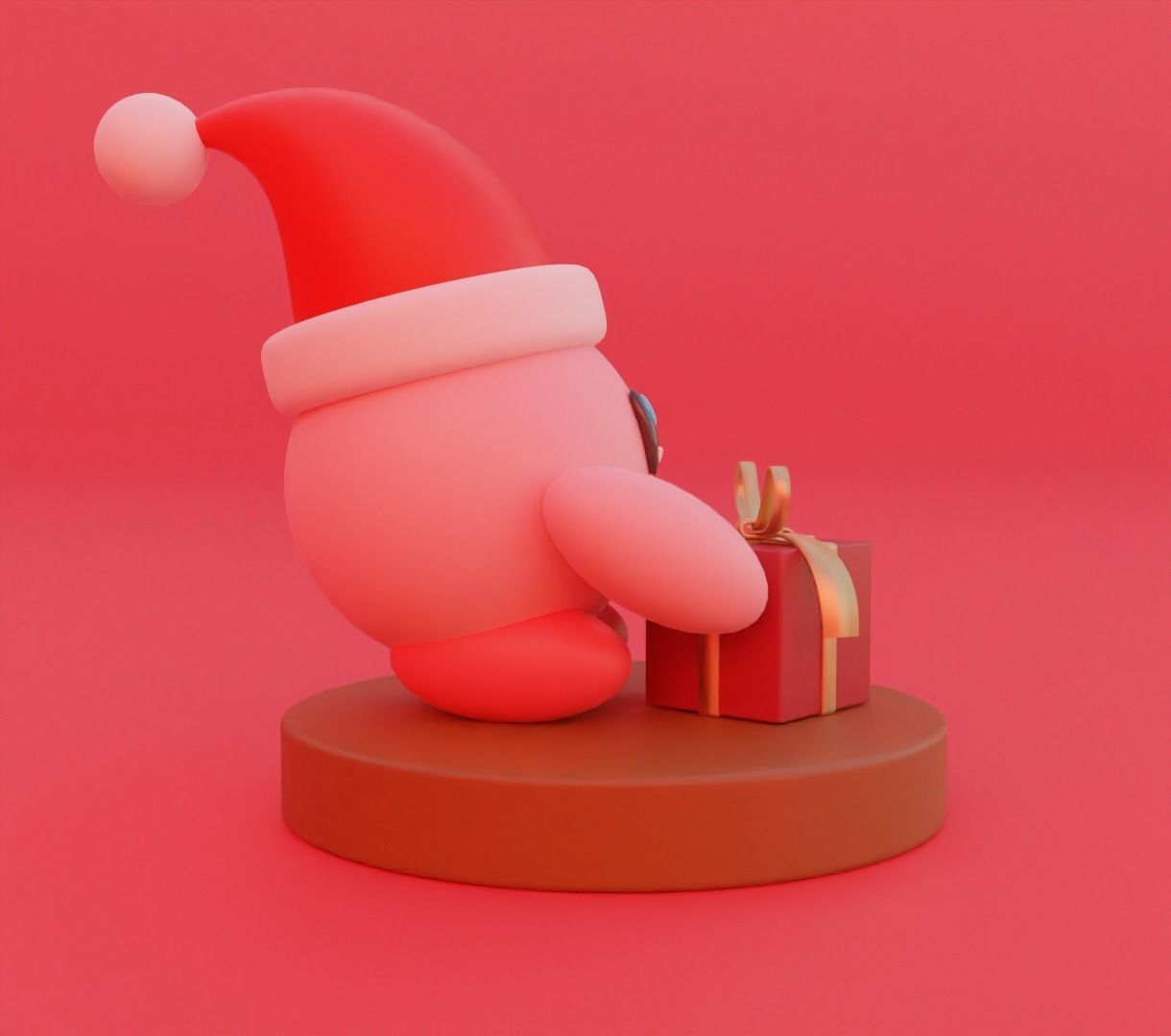 Kirby Christmas version 3D model for 3D print 3D print model_4