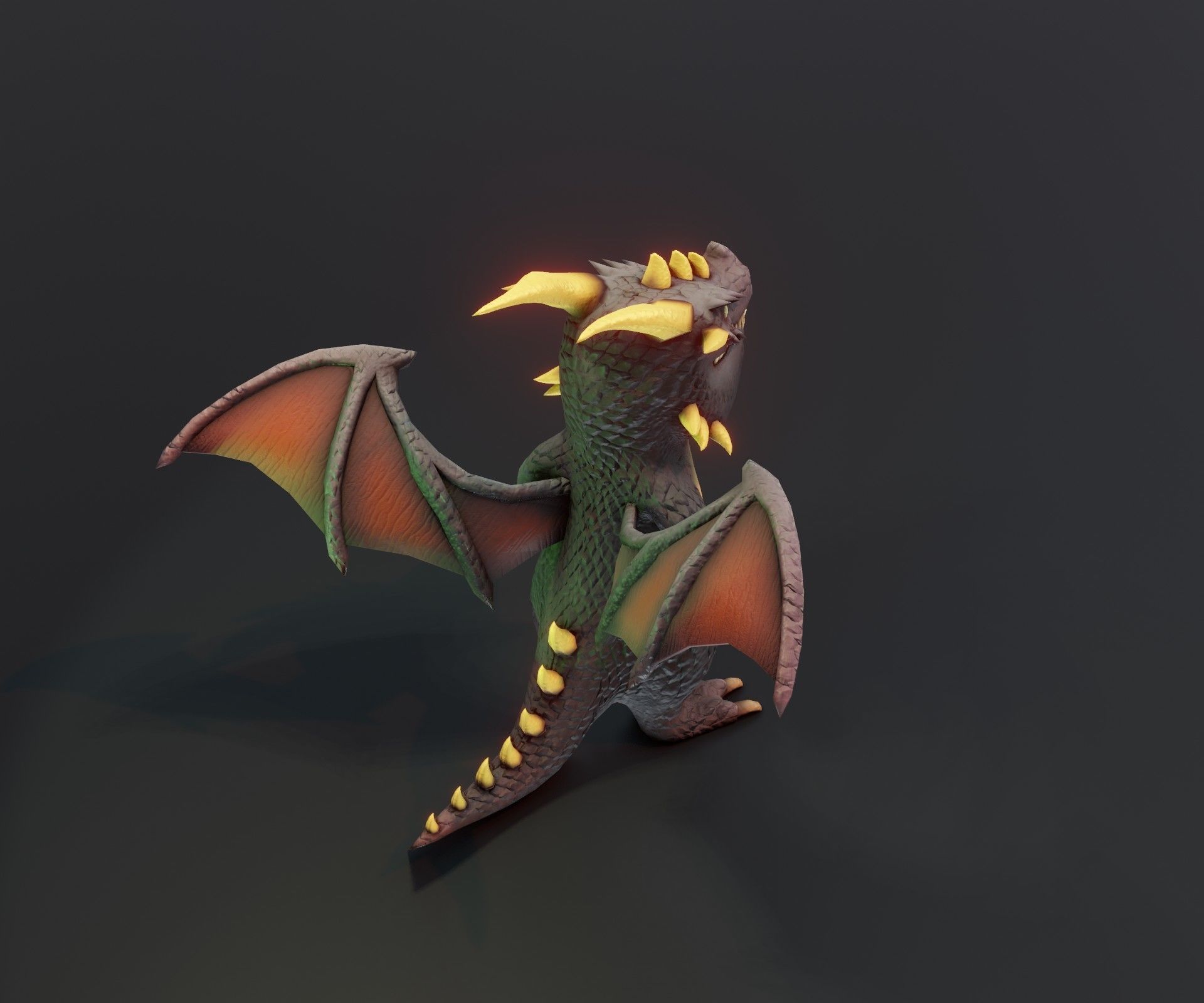 Cartoon Black Dragon Rigged 3D Model Low-poly 3D model_19