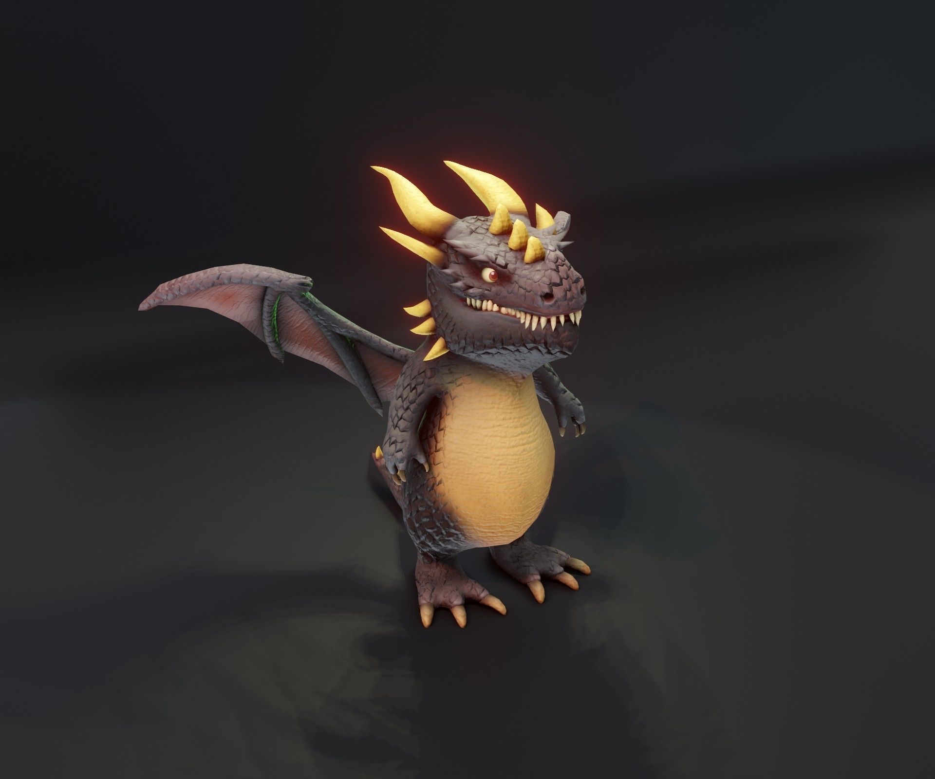 Cartoon Black Dragon Rigged 3D Model Low-poly 3D model_2