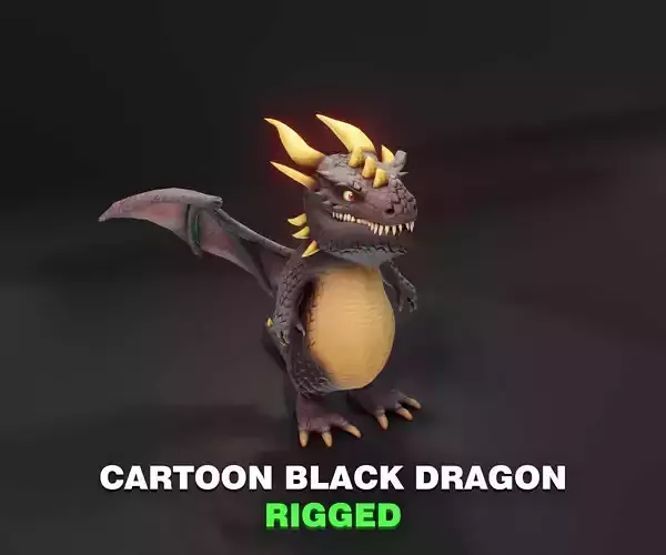 Cartoon Black Dragon Rigged 3D Model Low-poly 3D model Cartoon Black Dragon Rigged 3D Model Low-poly 3D model