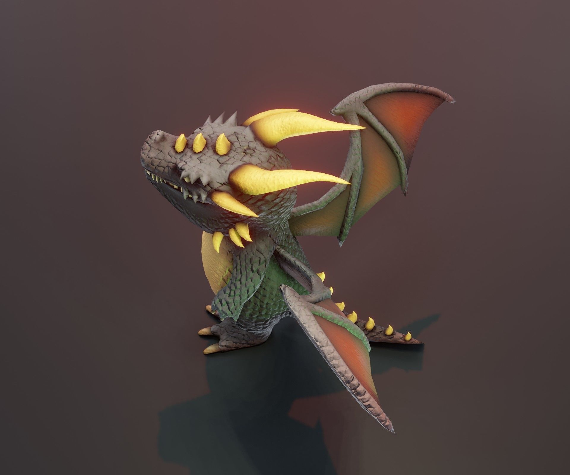 Cartoon Black Dragon Rigged 3D Model Low-poly 3D model_7