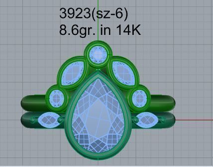 Pear Cut Diamond Ring Set 3923 3D print model_4