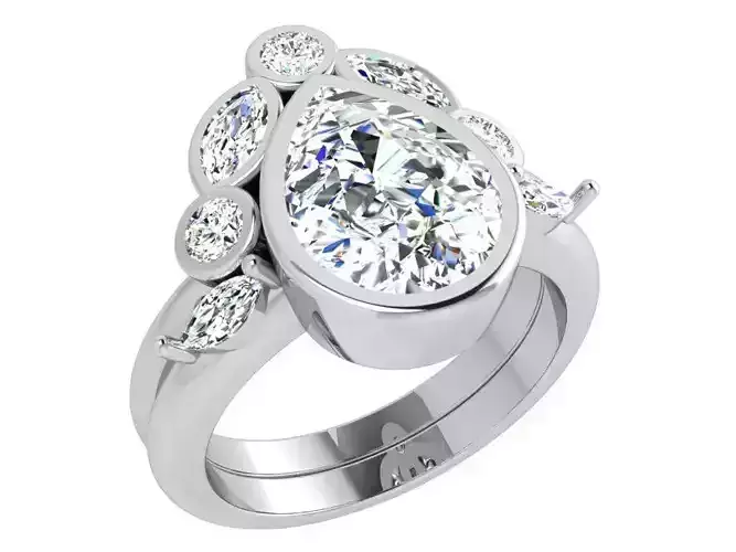 Pear Cut Diamond Ring Set 3923