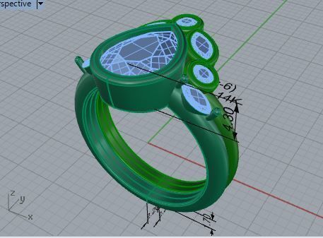 Pear Cut Diamond Ring Set 3923 3D print model_7