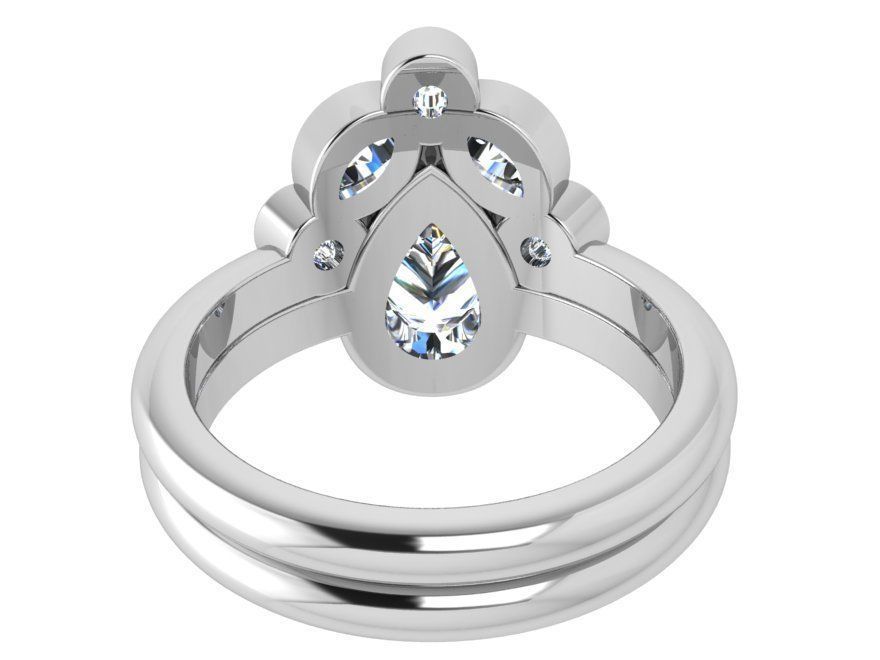 Pear Cut Diamond Ring Set 3923 3D print model_3