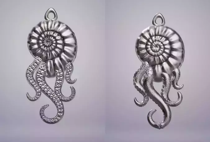 Set of pendants-Shell with Octopus tentacles-3D model STL