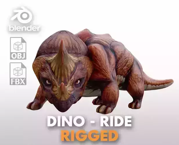 Triceratops Cartoon Rigged Monster Ride for Blender Free low-poly 3D model