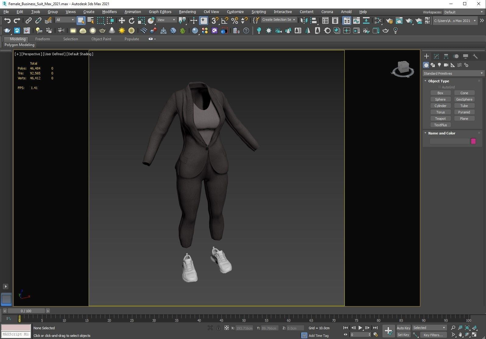 Female Business Suit Low-poly 3D model_4