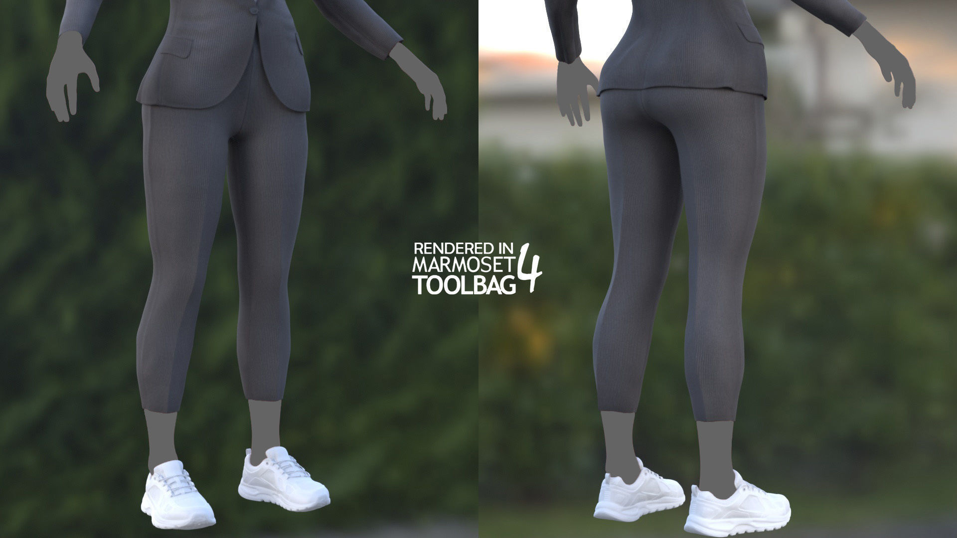 Female Business Suit Low-poly 3D model_8