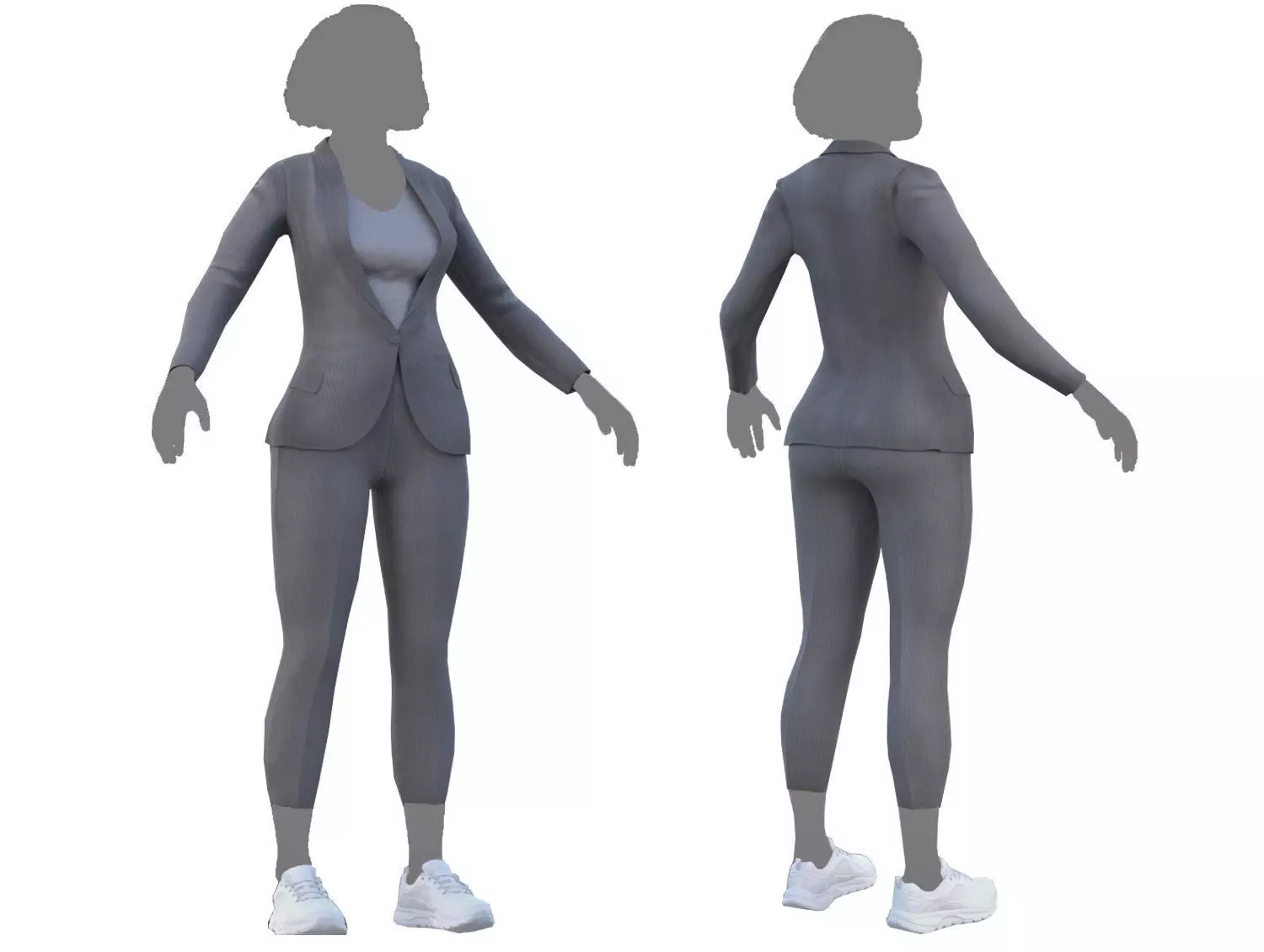 Female Business Suit Low-poly 3D model_0