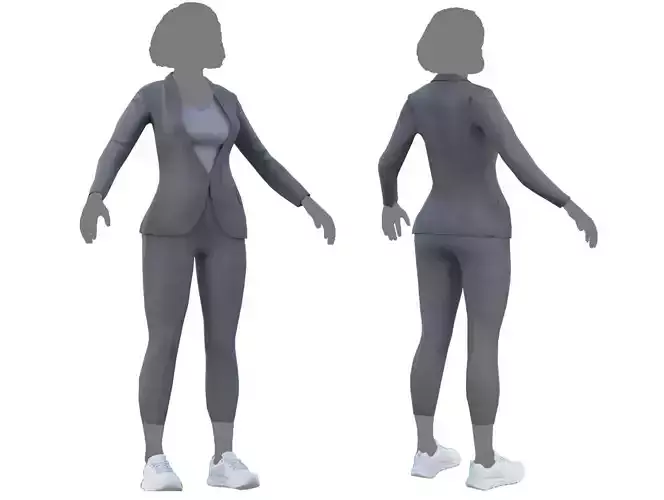 Female Business Suit Low-poly 3D model