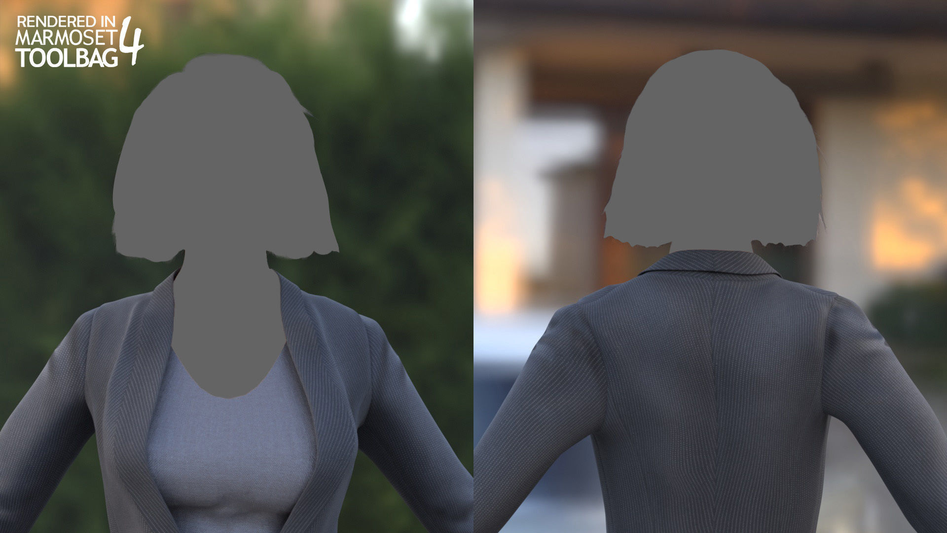 Female Business Suit Low-poly 3D model_9