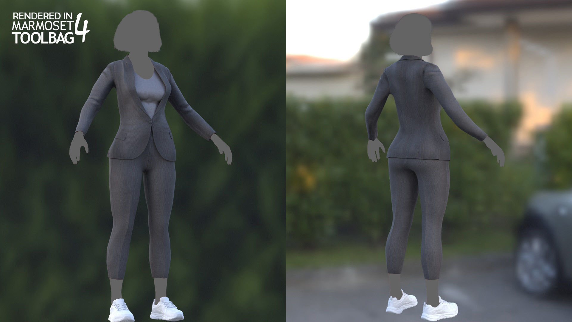 Female Business Suit Low-poly 3D model_3