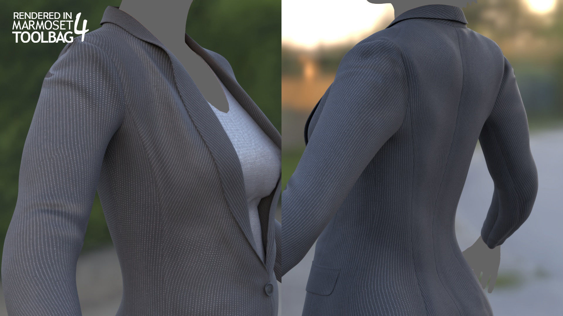 Female Business Suit Low-poly 3D model_13