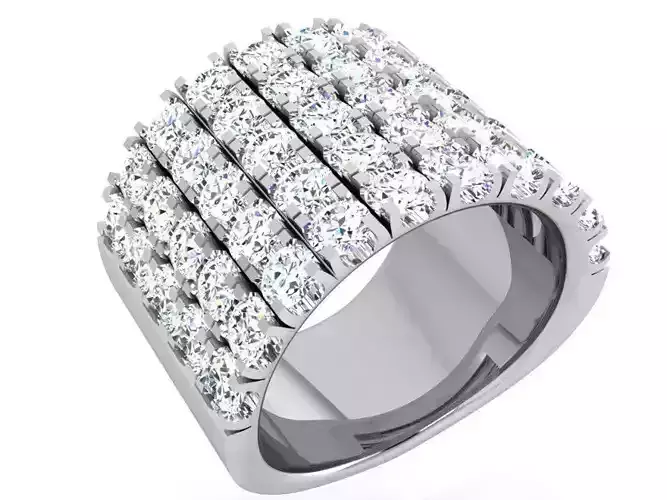 Wide Diamond Ring 3D Print Model 3928
