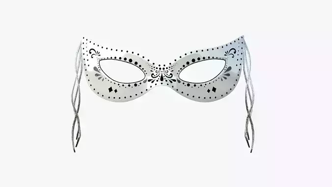 Carnival Mask A09 White Black - Costume Character Design Low-poly 3D model