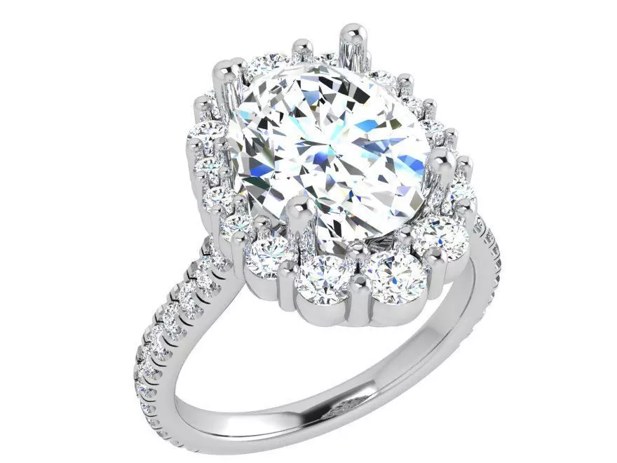 Oval Halo Ring 3D Print Model 3933 3D print model_0