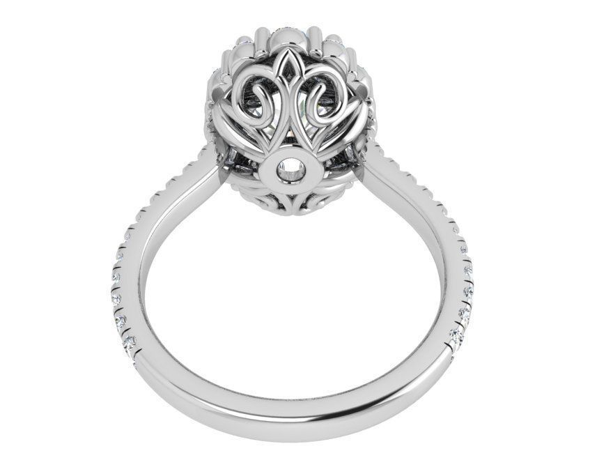 Oval Halo Ring 3D Print Model 3933 3D print model_3