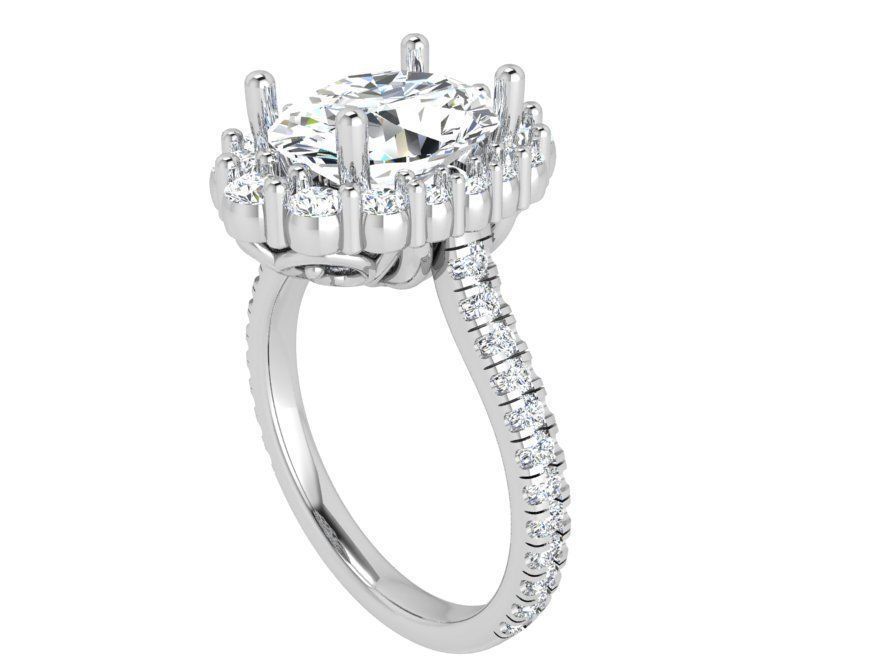 Oval Halo Ring 3D Print Model 3933 3D print model_2