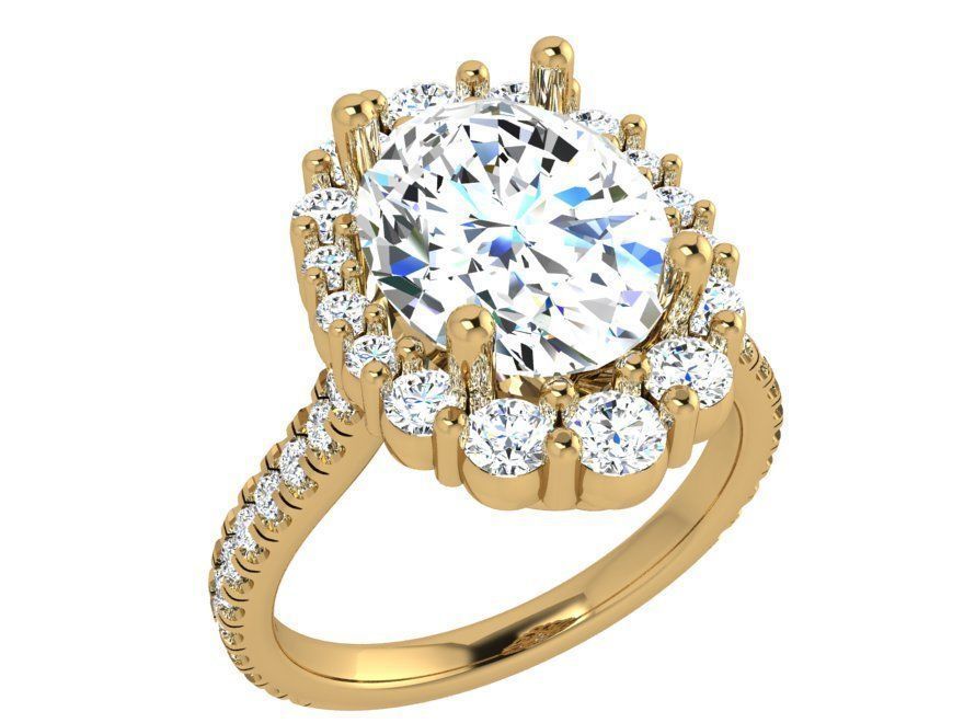 Oval Halo Ring 3D Print Model 3933 3D print model_1