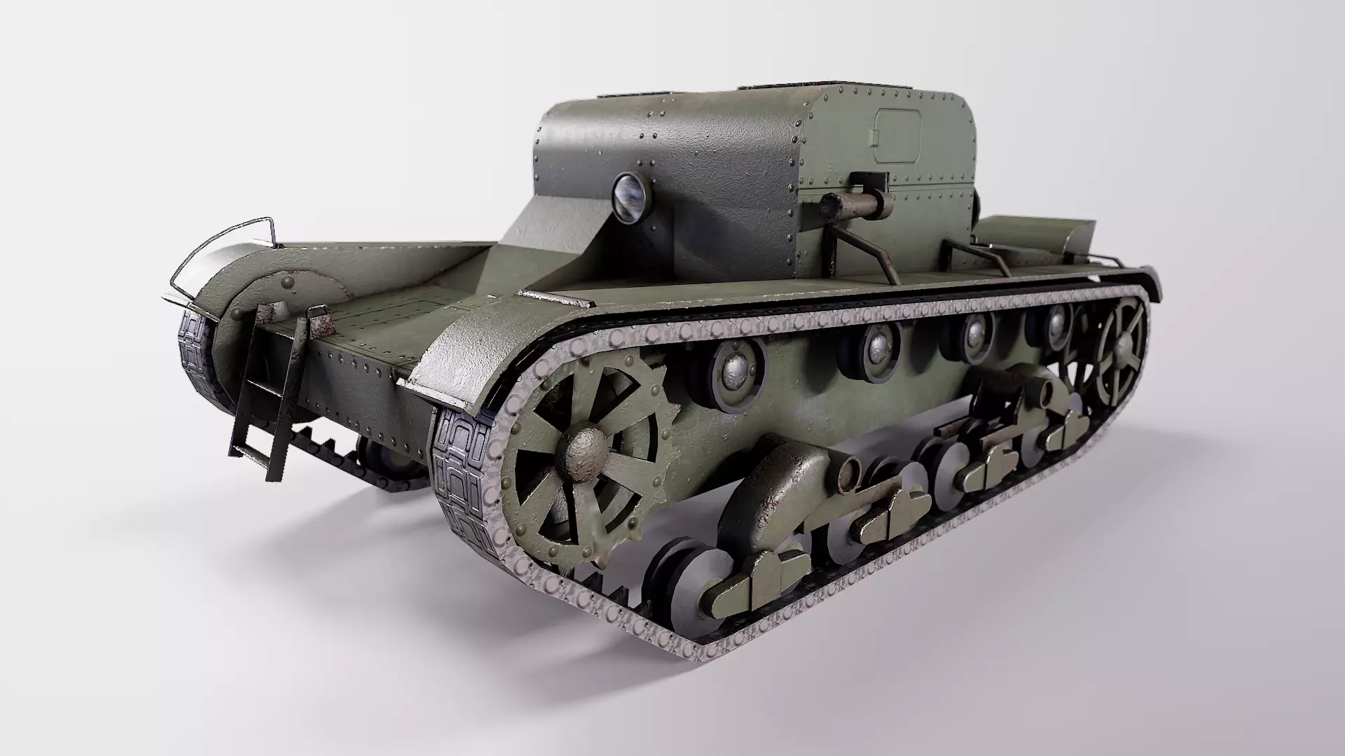 Artillery tractor T-26T mod 1933 year Low-poly 3D model_0