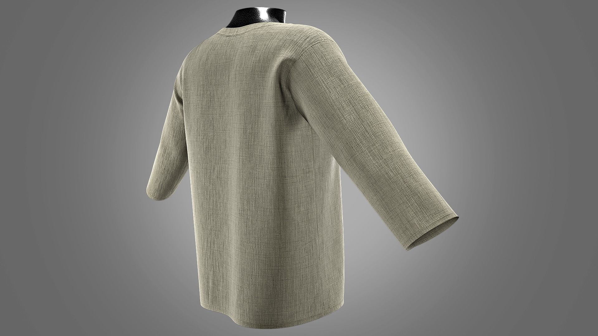 Henley collar T-shirt Male Low-poly 3D model_4