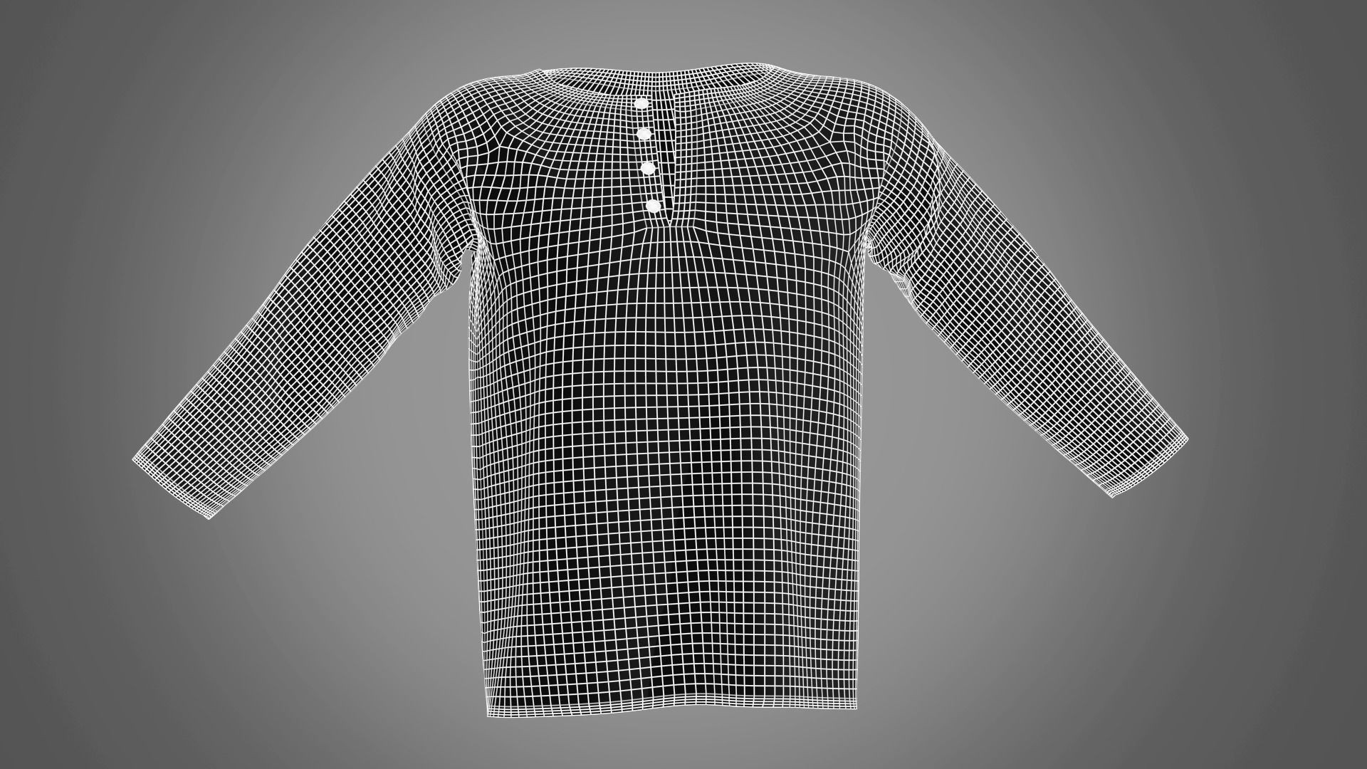 Henley collar T-shirt Male Low-poly 3D model_8