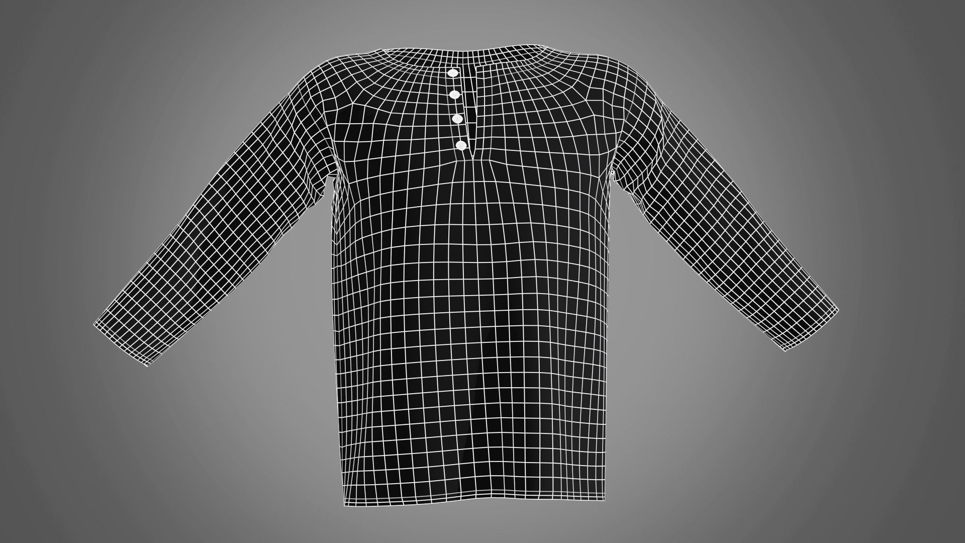 Henley collar T-shirt Male Low-poly 3D model_7