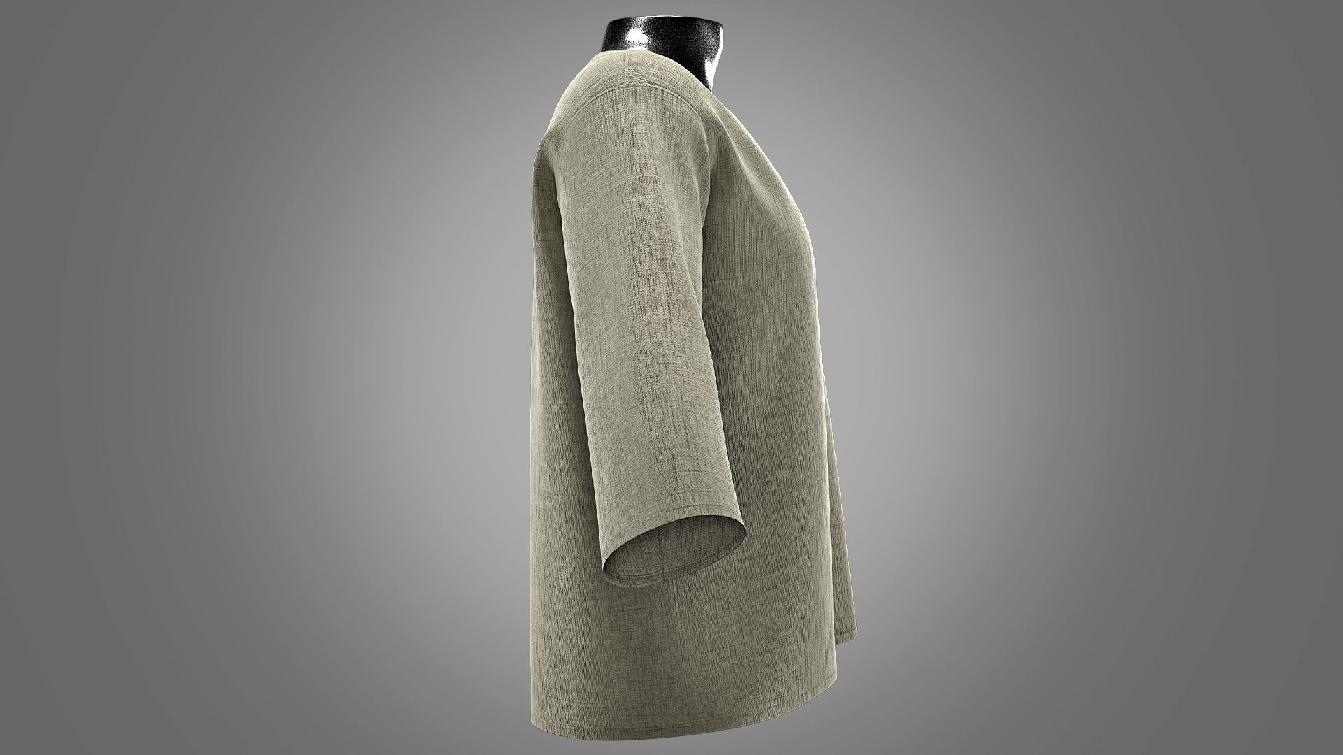 Henley collar T-shirt Male Low-poly 3D model_3