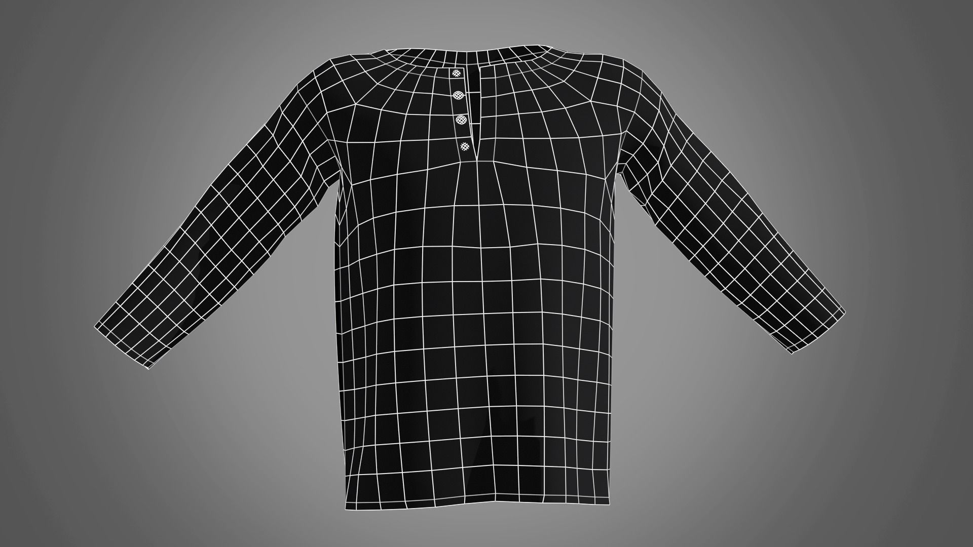 Henley collar T-shirt Male Low-poly 3D model_6