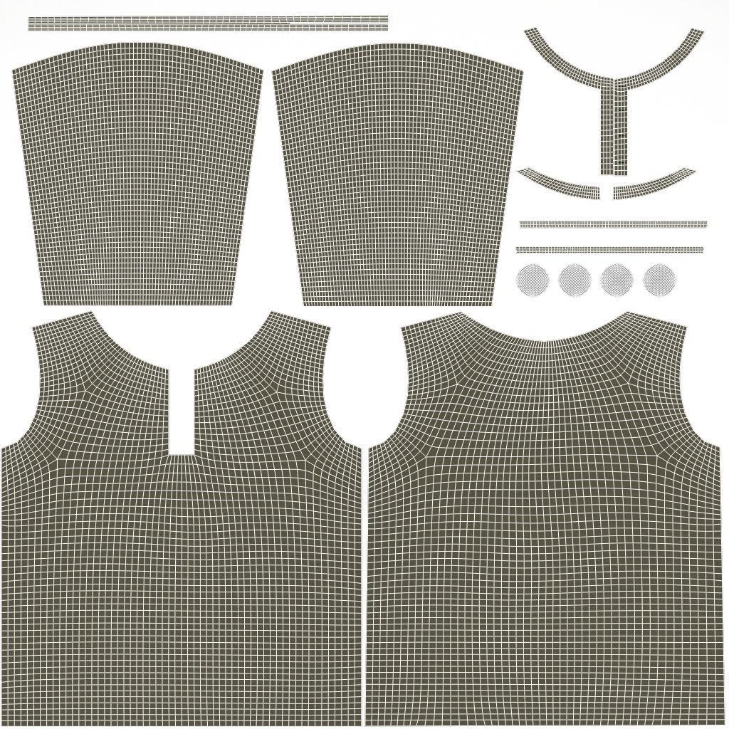 Henley collar T-shirt Male Low-poly 3D model_14