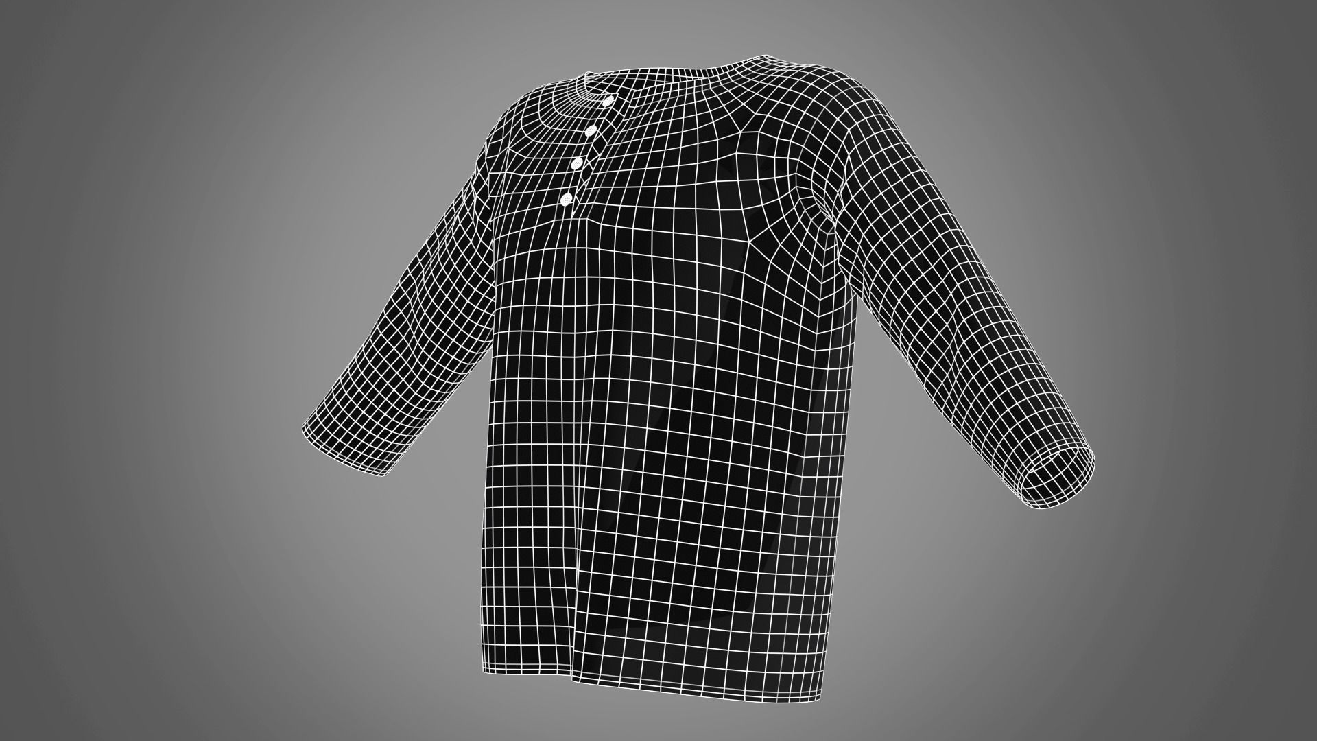Henley collar T-shirt Male Low-poly 3D model_10