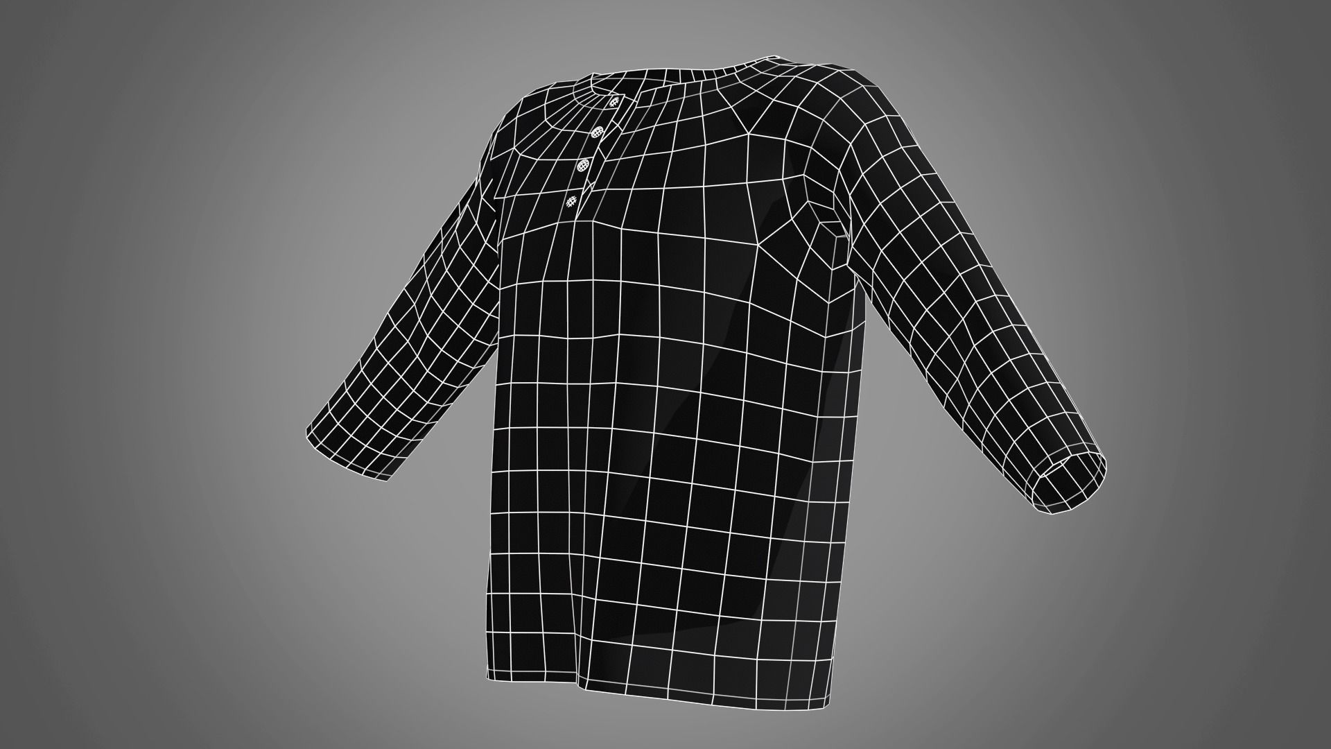 Henley collar T-shirt Male Low-poly 3D model_9