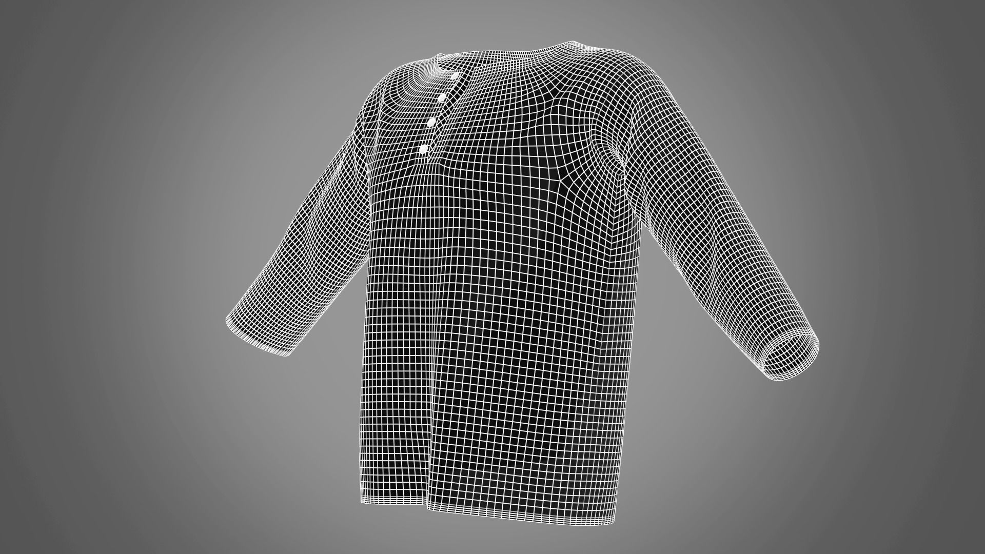 Henley collar T-shirt Male Low-poly 3D model_11