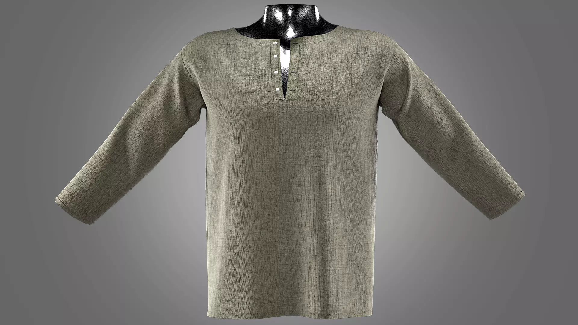 Henley collar T-shirt Male Low-poly 3D model_0